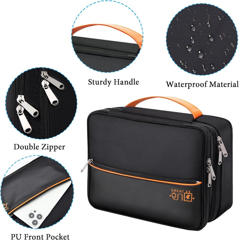 CILLA Electronic Organizer Travel Case, Travel Cord Organizer Case Portable Waterproof Cable Organizer Bag for Charger, Cord, USB, Power Bank, Earphone - Image 3